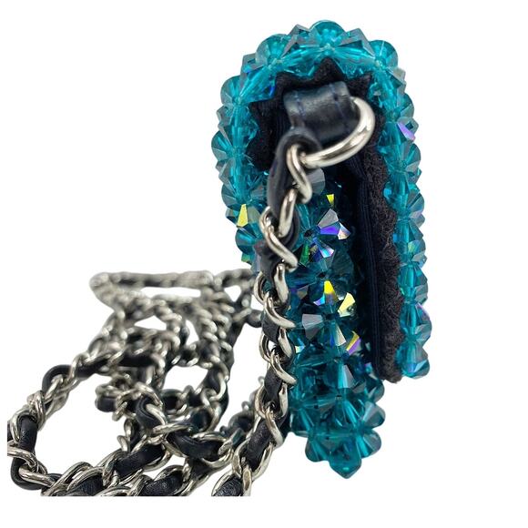 Chanel Crystal Micro Flap Bag CC Evening Ombre Iridescent Mini Crossbody Handbag - Picture 6 of 15